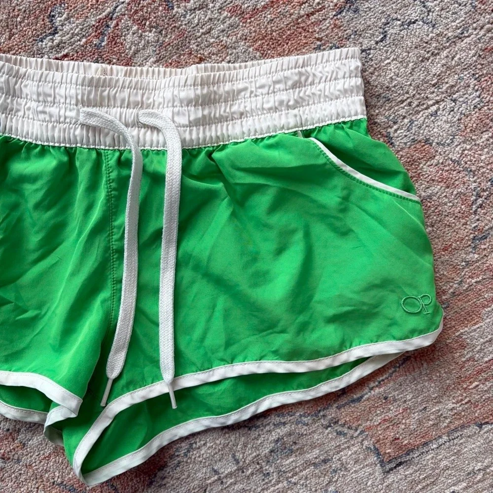 Ocean Pacific OP Green White Y2K Dolphin Athletic Shorts Women Medium M